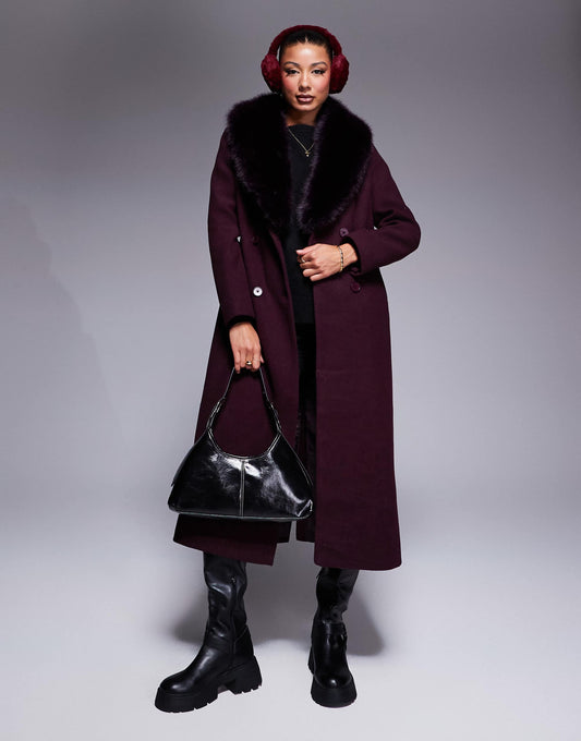 Faux Fur Wool Look Coat