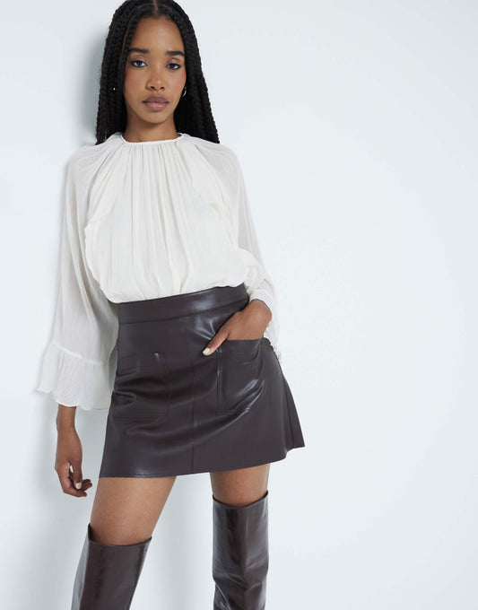 Faux Leather Patch Pocket Mini Skirt
