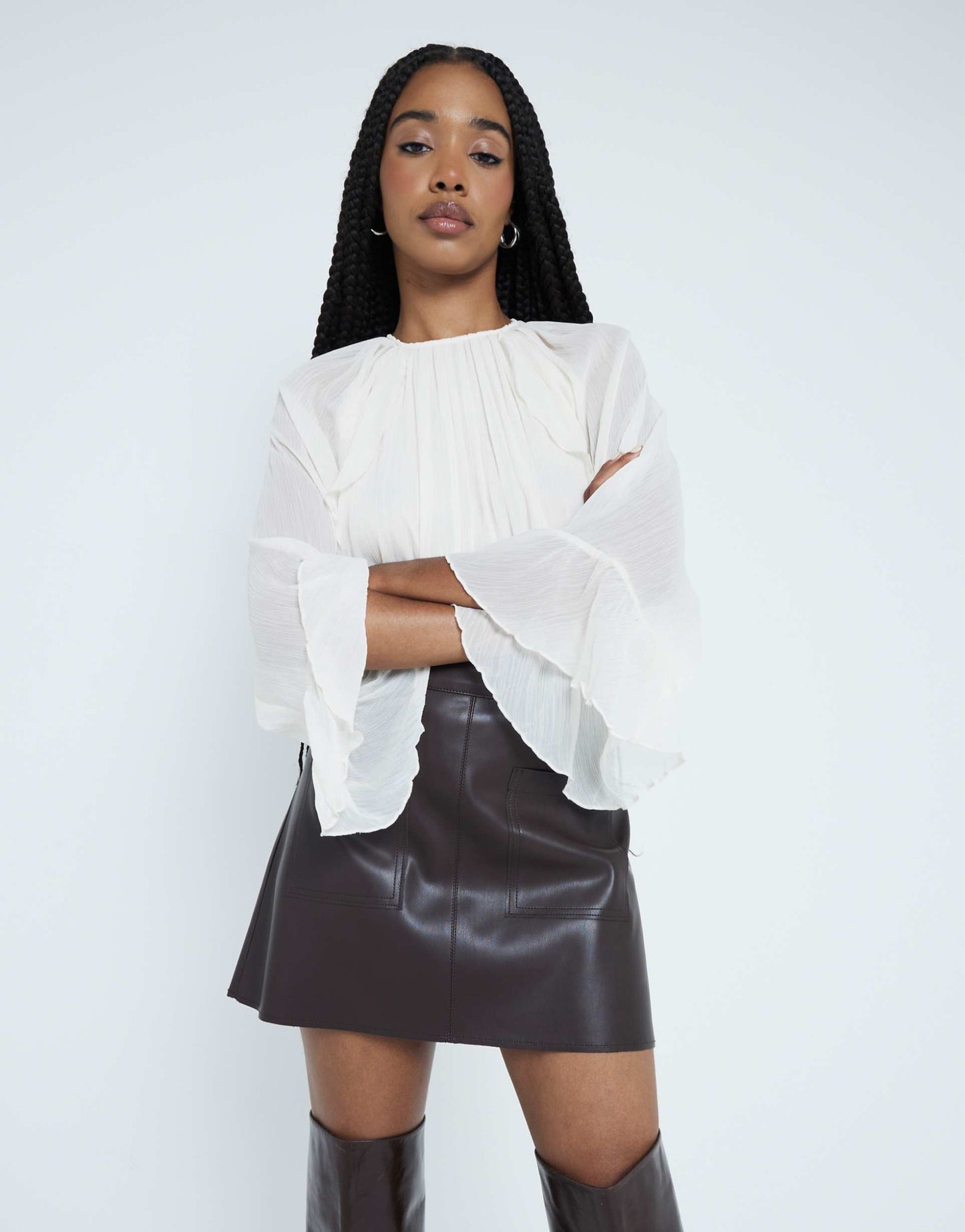 Faux Leather Patch Pocket Mini Skirt