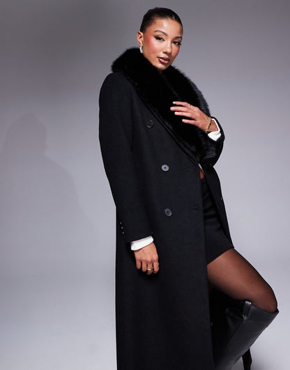 Faux Fur Wool Look Coat