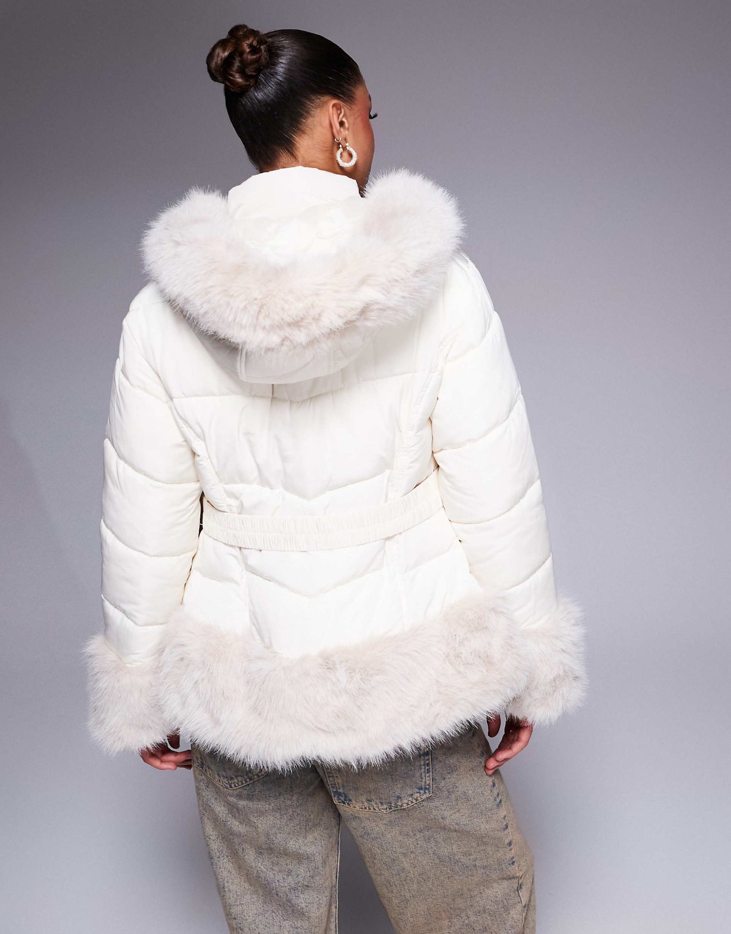 Faux Fur Short Puffer Jacket