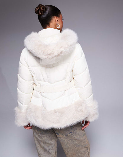 Faux Fur Short Puffer Jacket