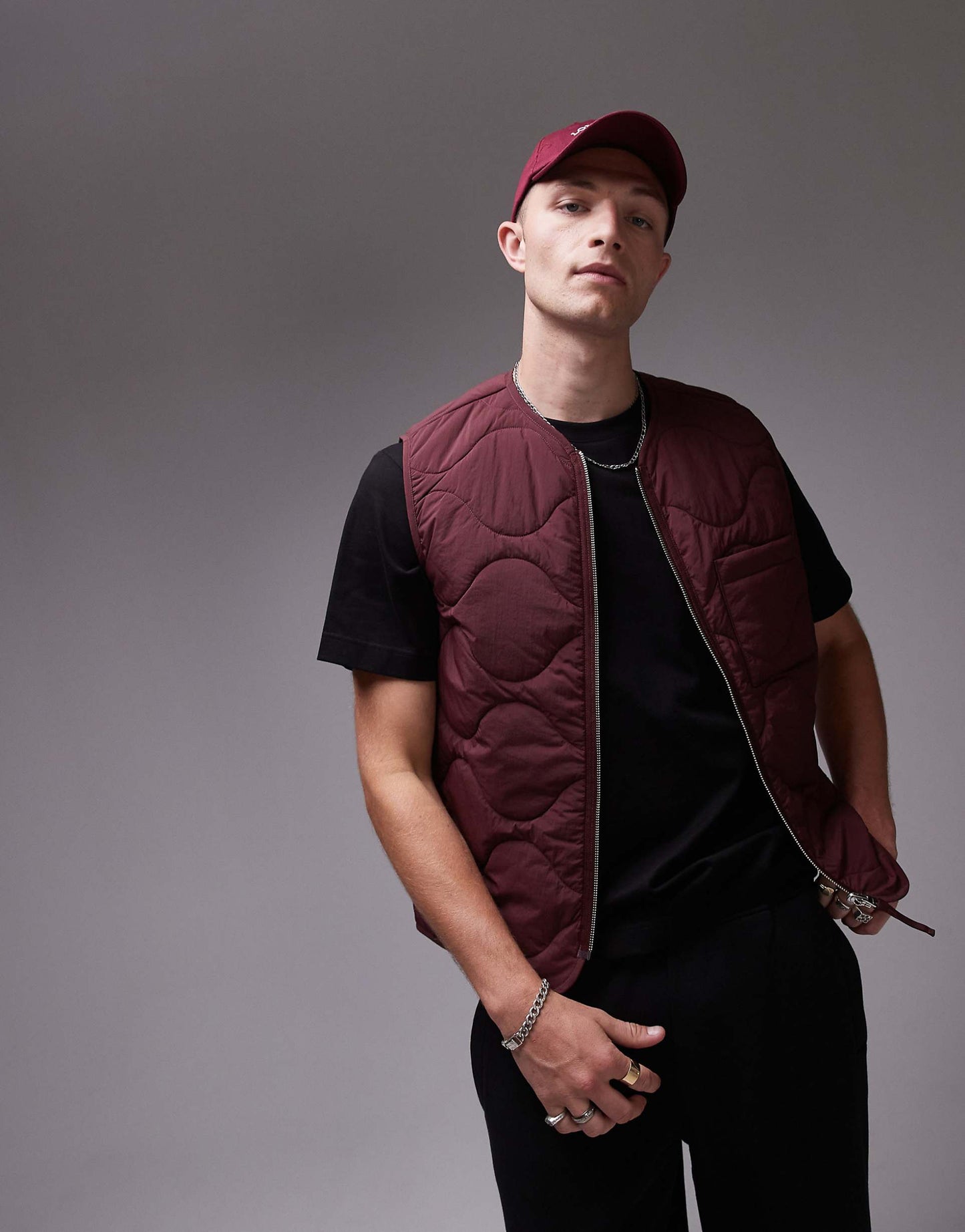 Quilted Gilet With Zip Front
