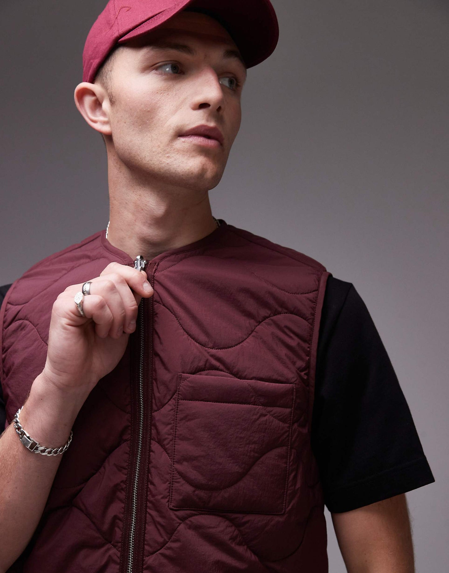 Quilted Gilet With Zip Front