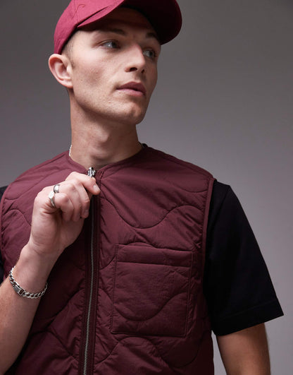 Quilted Gilet With Zip Front