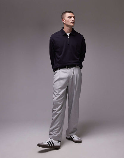 Half Zip Jersey Top With Polo Collar