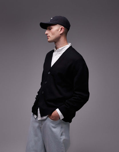 Merino Wool Cardigan With V-Neck And Button Front