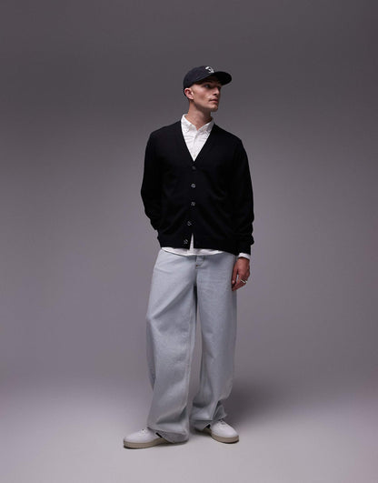 Merino Wool Cardigan With V-Neck And Button Front