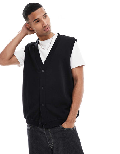 Oversized V Neck Jersey Cardigan