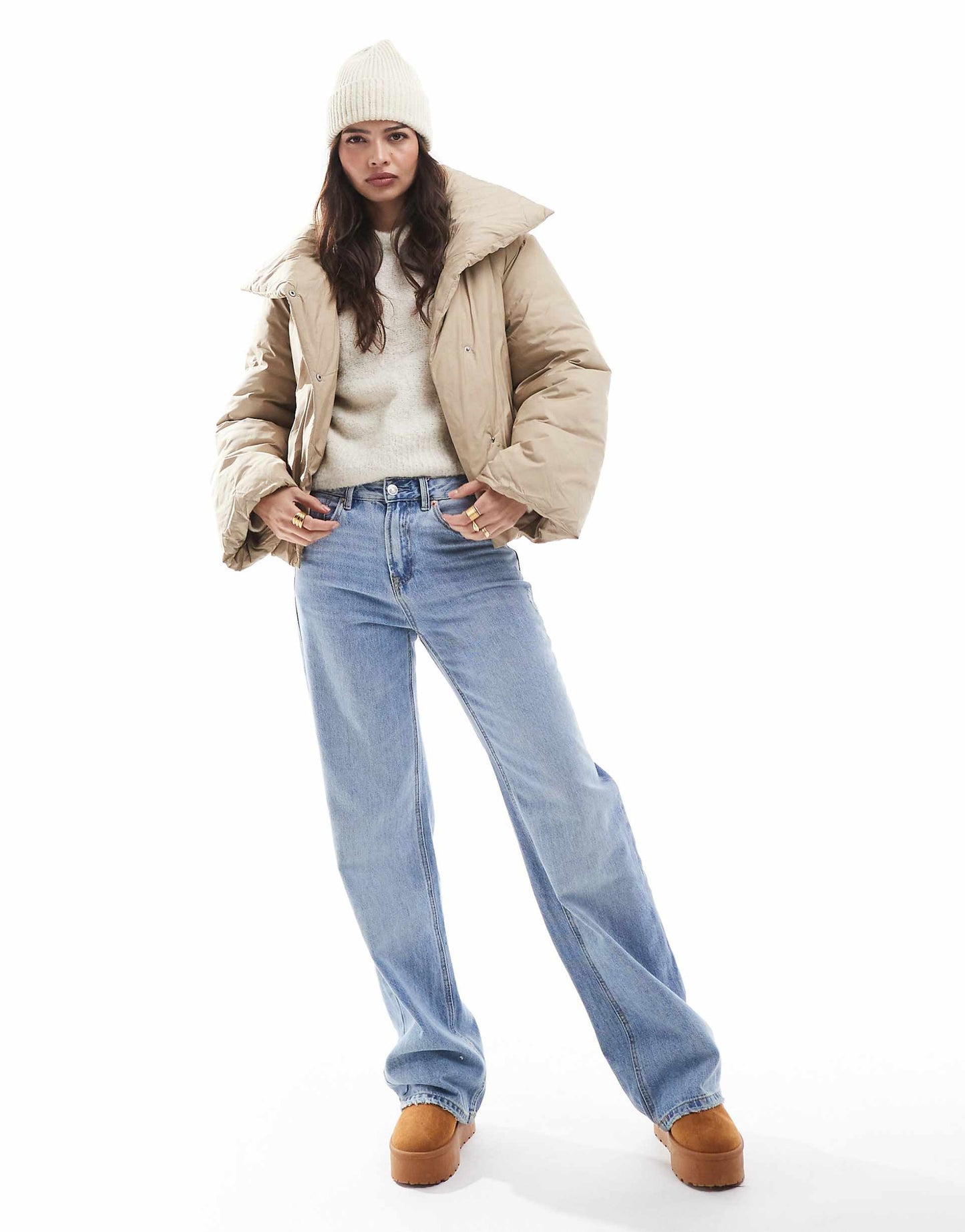 Short Padded Jacket With Wide Sleeves