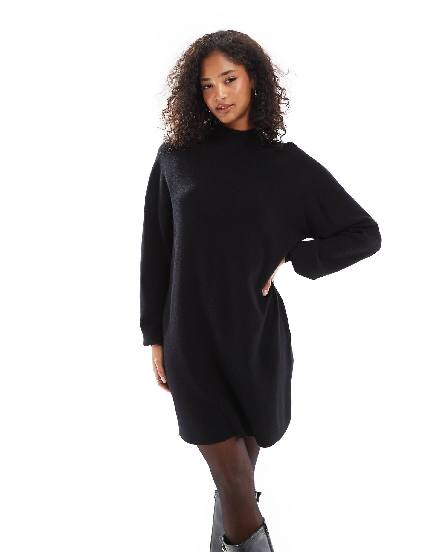 Knitted Funnel Neck Mini Dress