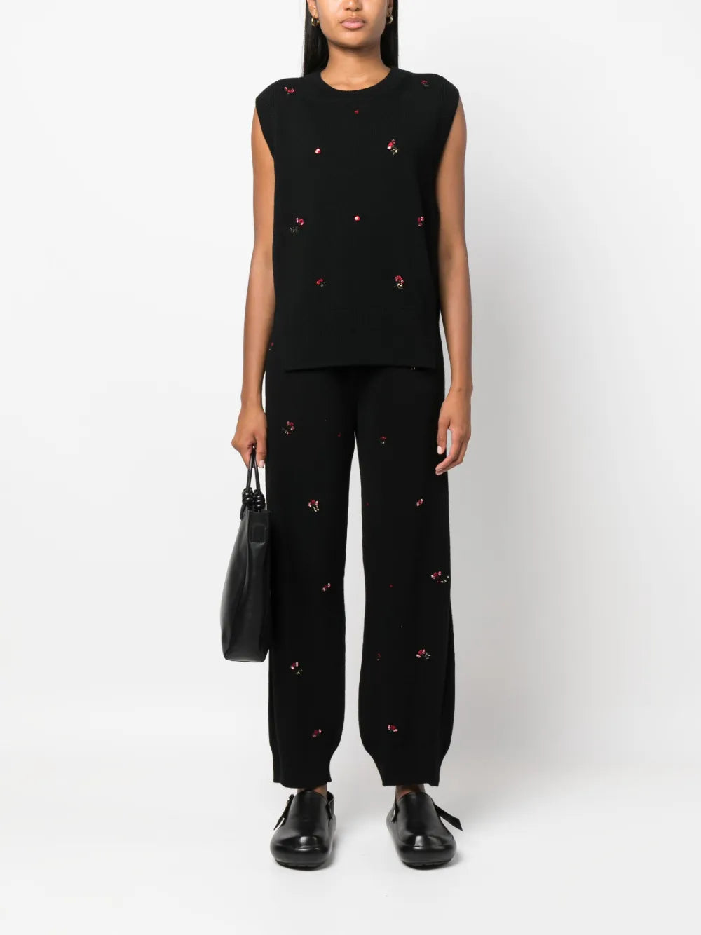 Floral-Embroidery Cashmere Jumper