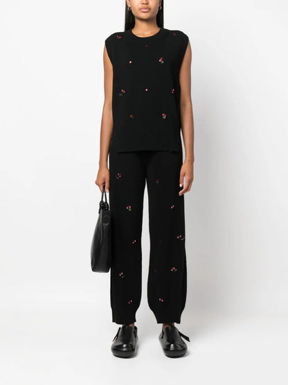 Floral-Embroidery Cashmere Jumper
