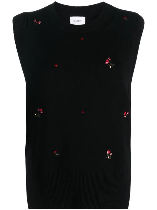 Floral-Embroidery Cashmere Jumper