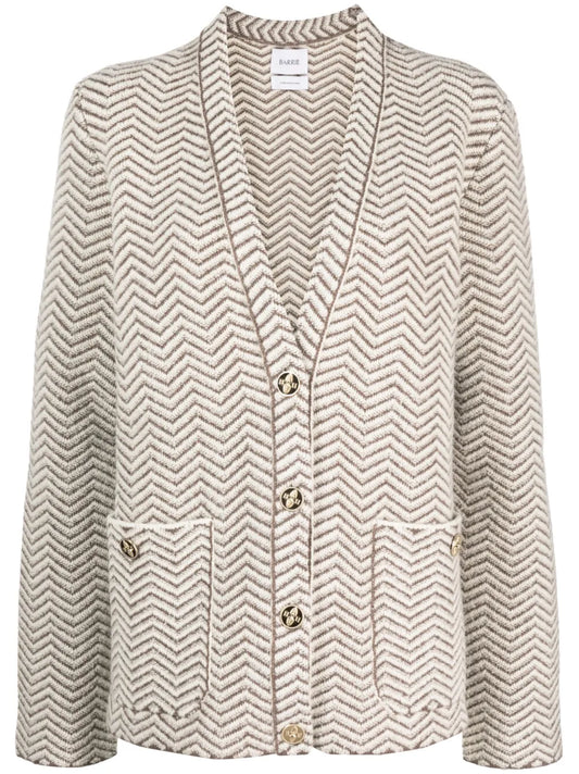 Chevron-Knit V-Neck Cardigan