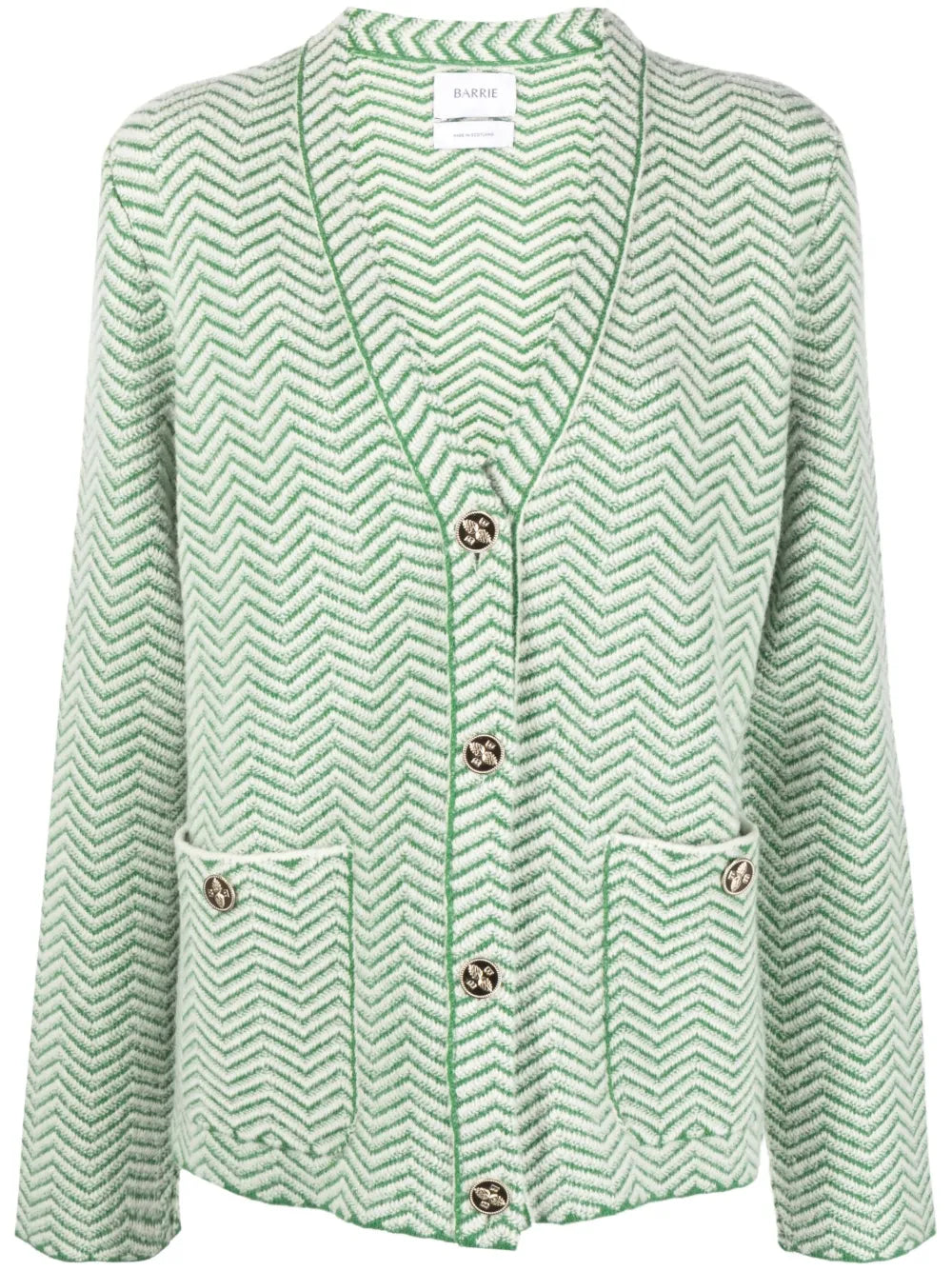 Chevron-Knit V-Neck Cardigan