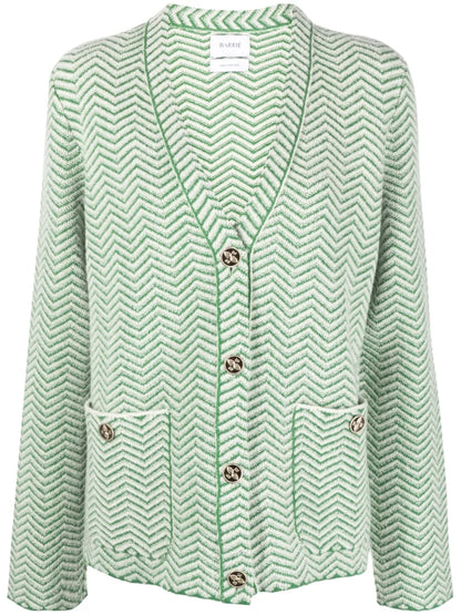 Chevron-Knit V-Neck Cardigan