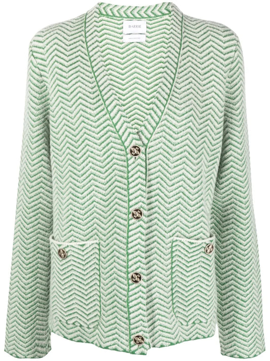 Chevron-Knit V-Neck Cardigan