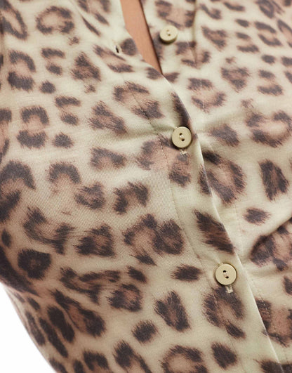 Leopard Button Shrunken Fit Cardigan