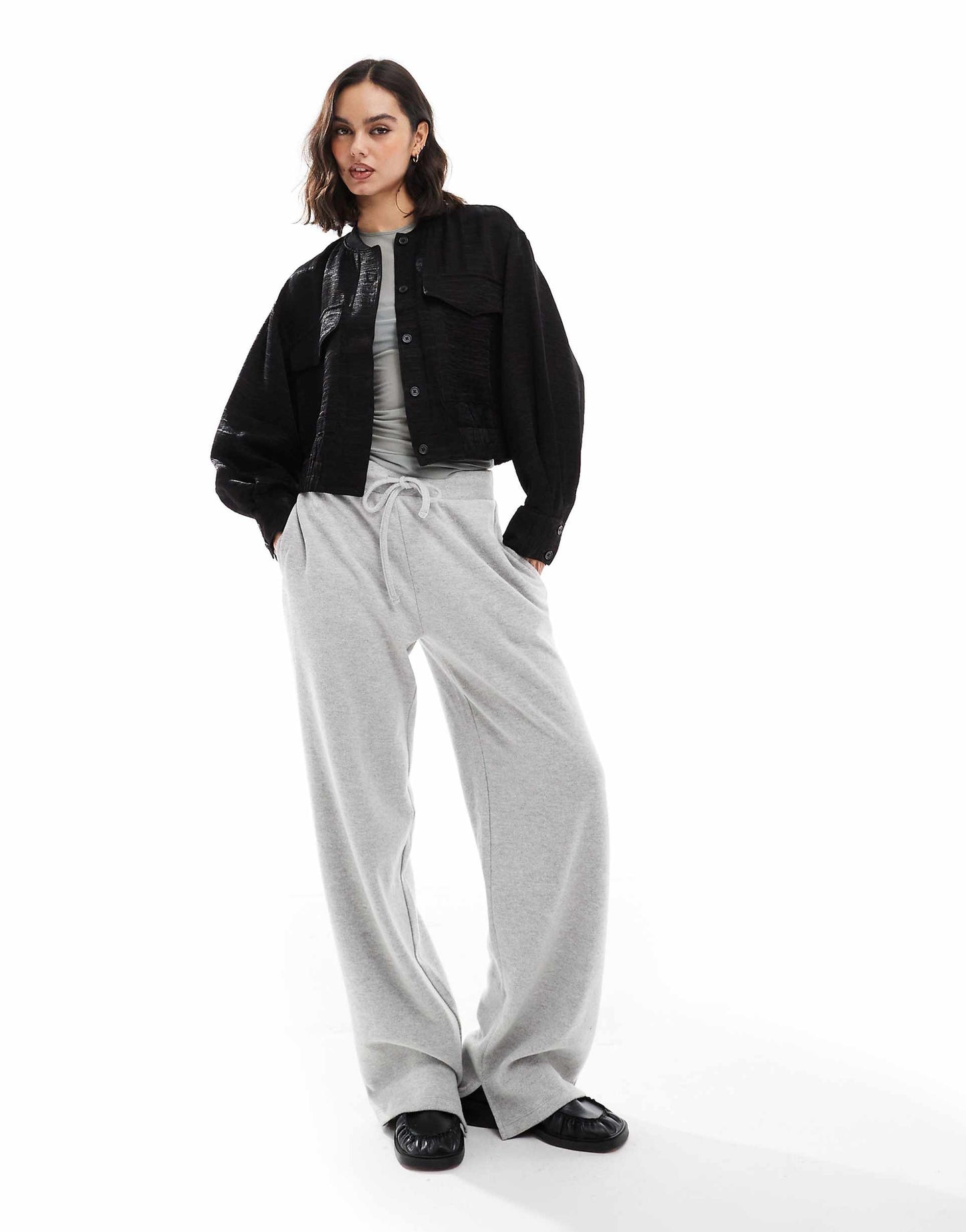 Cropped Textured Bomber Jacket