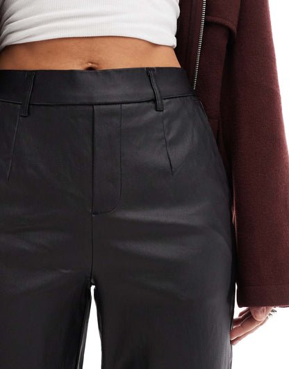 Tailored Coated Wide Leg Trousers