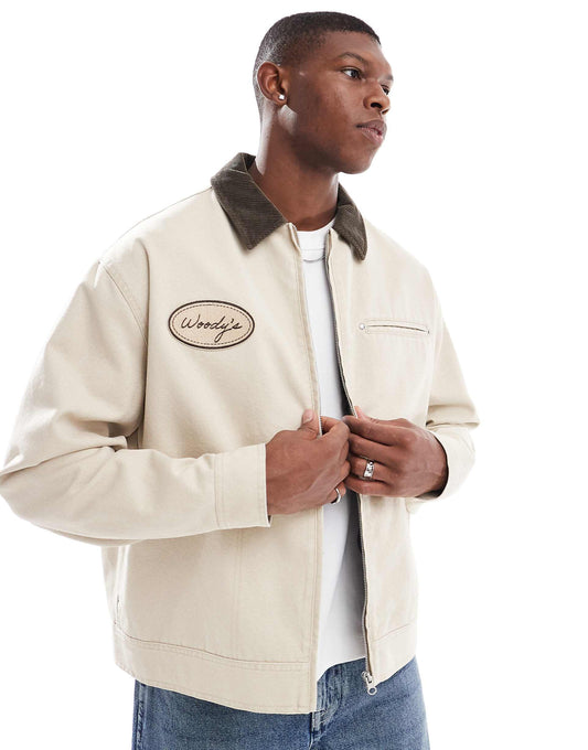 Oversized Washed Harrington Jacket