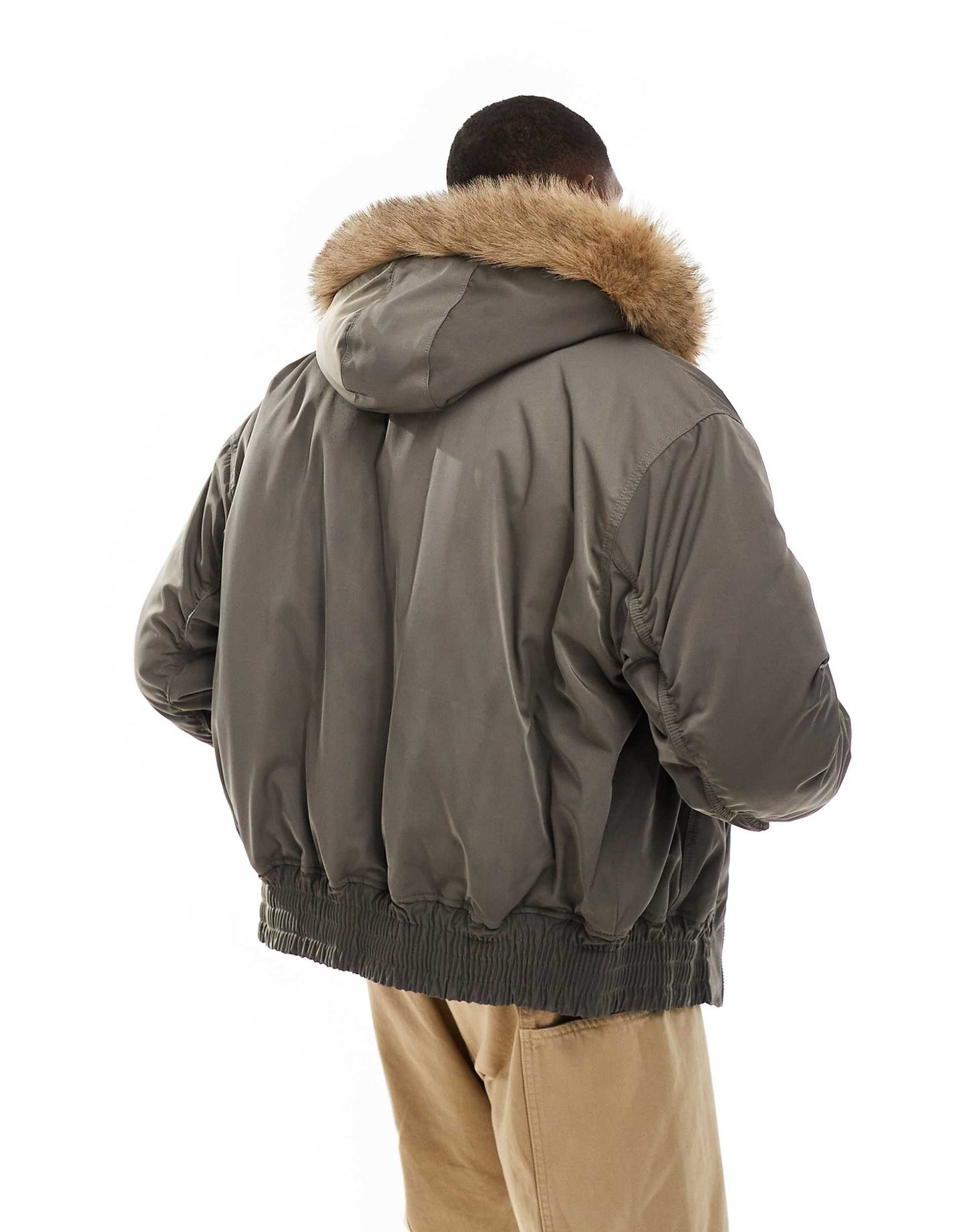 Padded Bomber With Faux Fur Hood