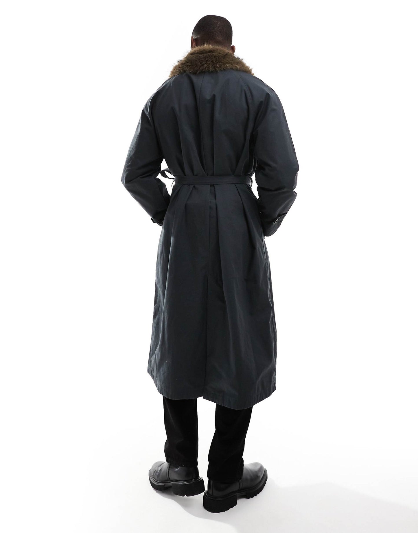 Wade Oversized Trench Coat With Faux Fur Collar