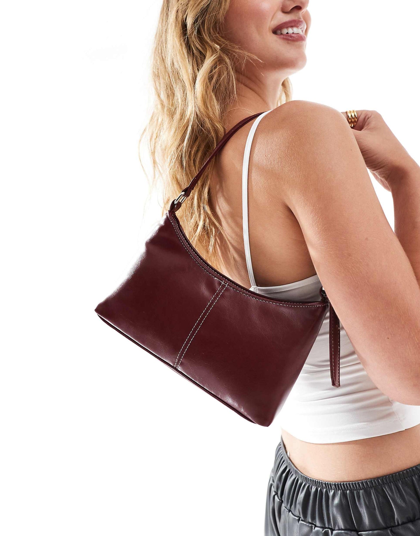 Contrast Stitch Shoulder Bag