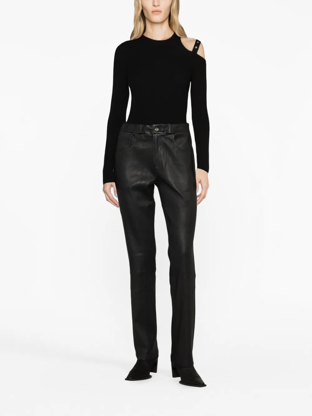 Leather Straight-Leg Trousers