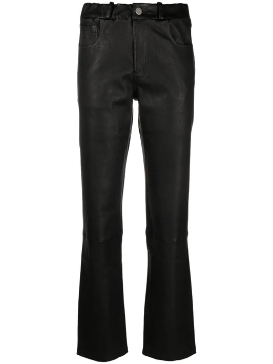 Leather Straight-Leg Trousers