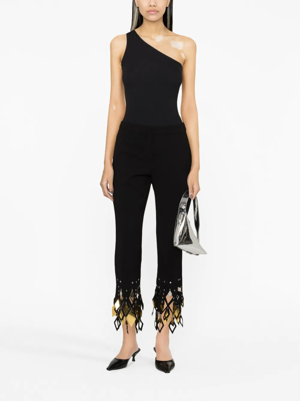 Studded-Ankles Cropped Trousers