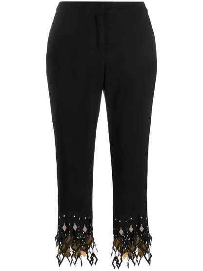 Studded-Ankles Cropped Trousers