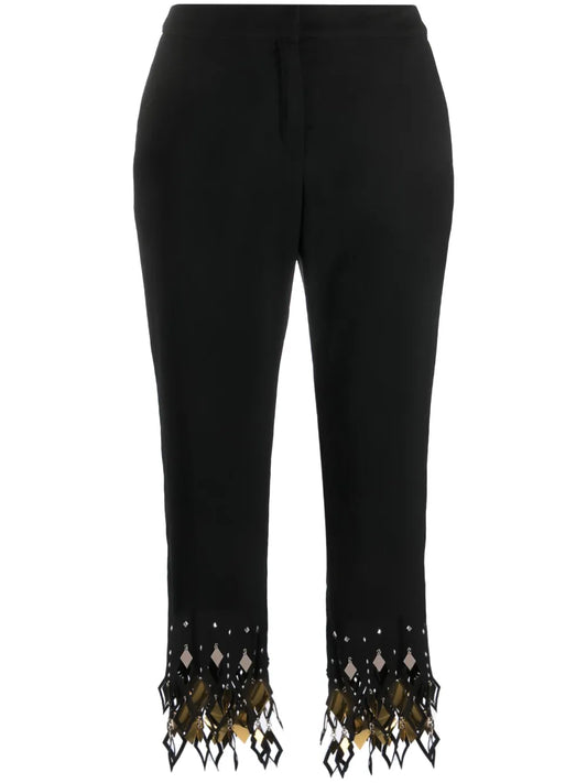 Studded-Ankles Cropped Trousers