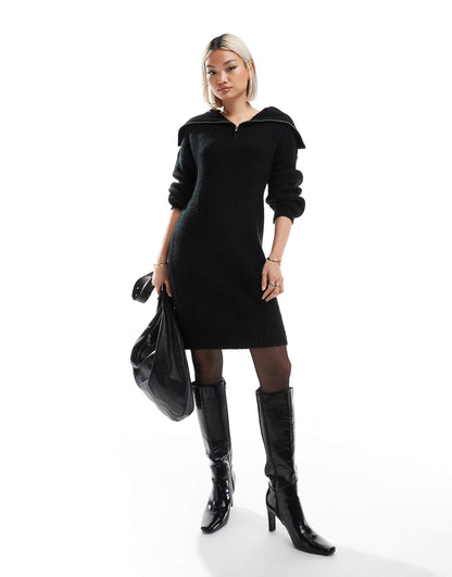 Half Zip Knitted Mini Dress