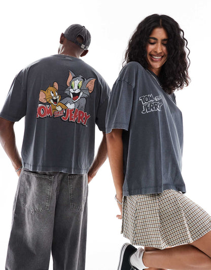 Unisex Boxy Oversized T-Shirt With Tom And Jerry Prints