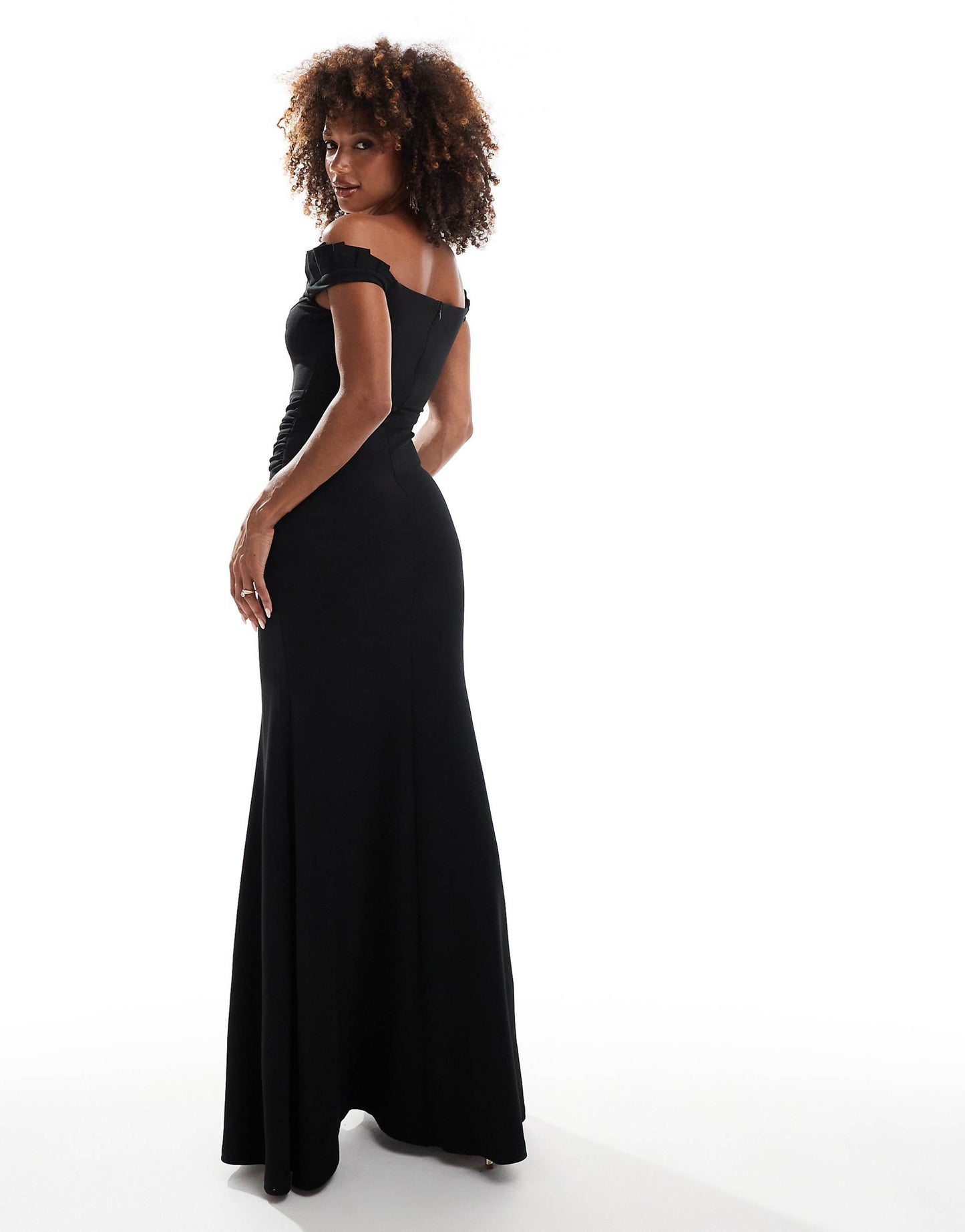 Off The Shoulder Frill Gathered Maxi Dress