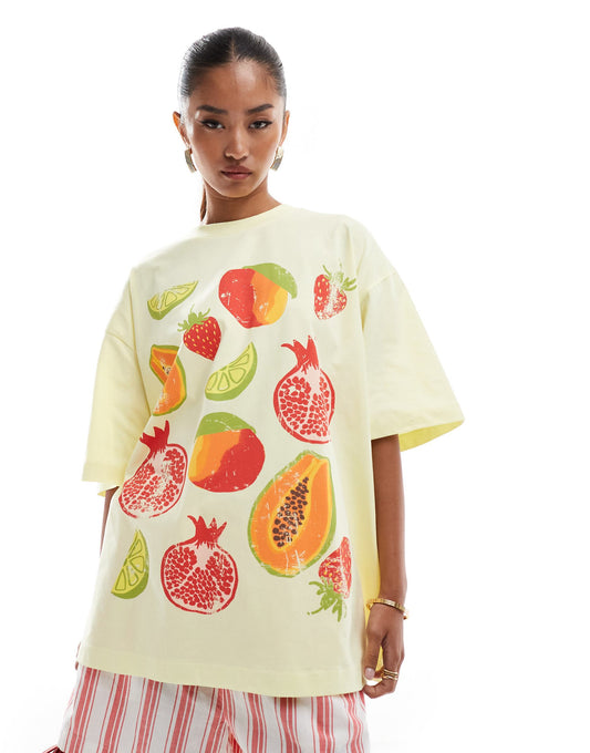 Oversized T-Shirt With Tropical Fruit