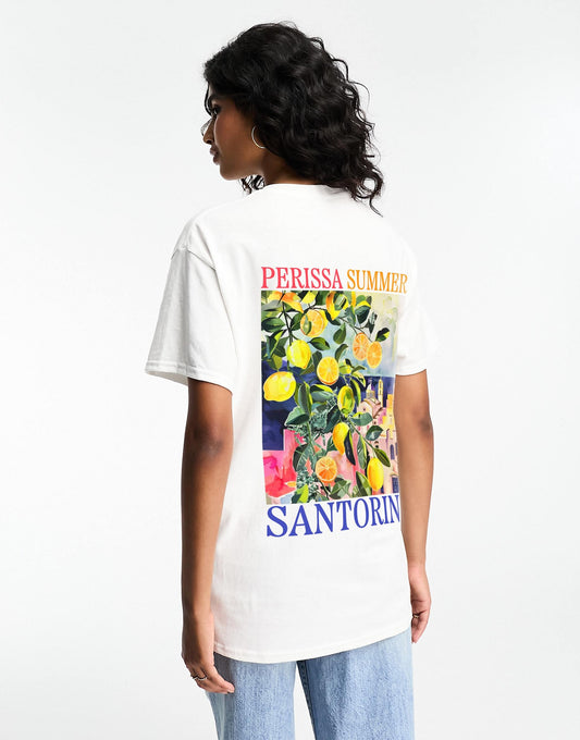 Oversized T-Shirt With Santorini Graphic