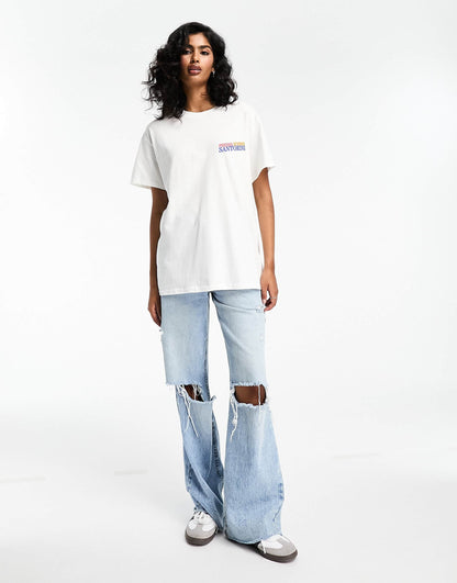 Oversized T-Shirt With Santorini Graphic