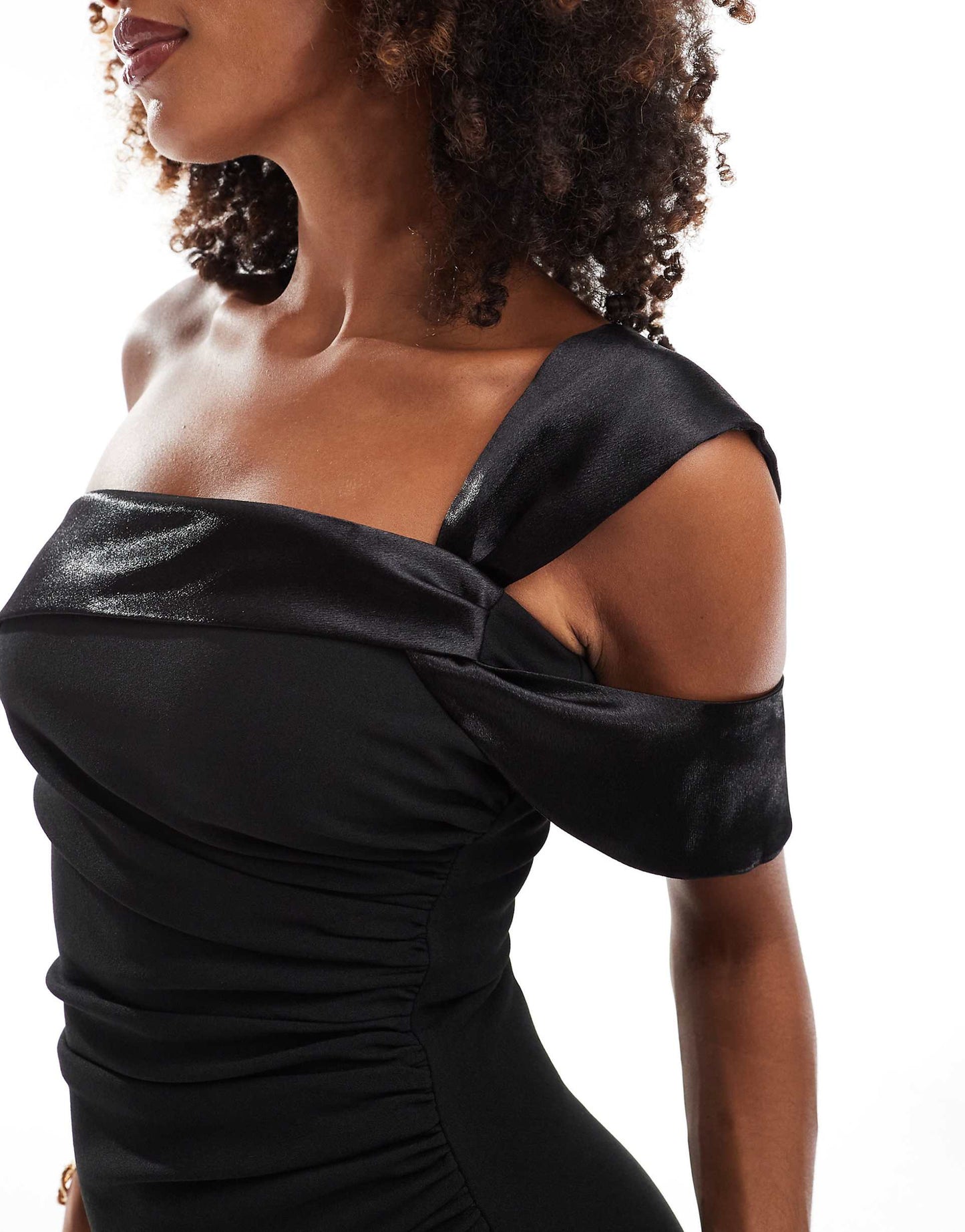 One Shoulder Satin Band Maxi Dress