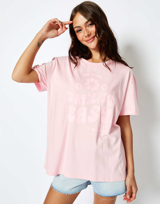 London Take It Easy Oversized Pink T-Shirt