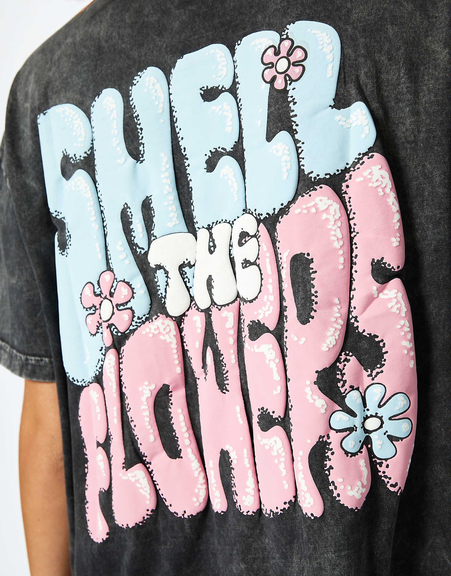 London Smell The Flowers Oversized Acid Wash T-Shirt
