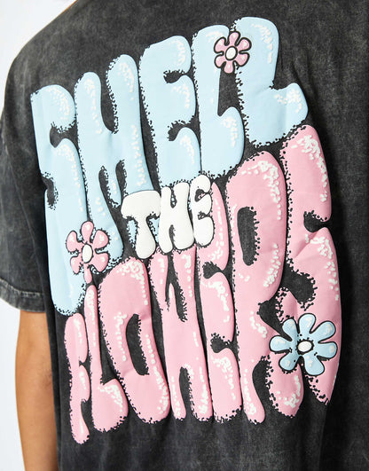 London Smell The Flowers Oversized Acid Wash T-Shirt