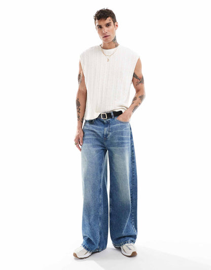 Relaxed Boxy Heavyweight Cable Knit Tank