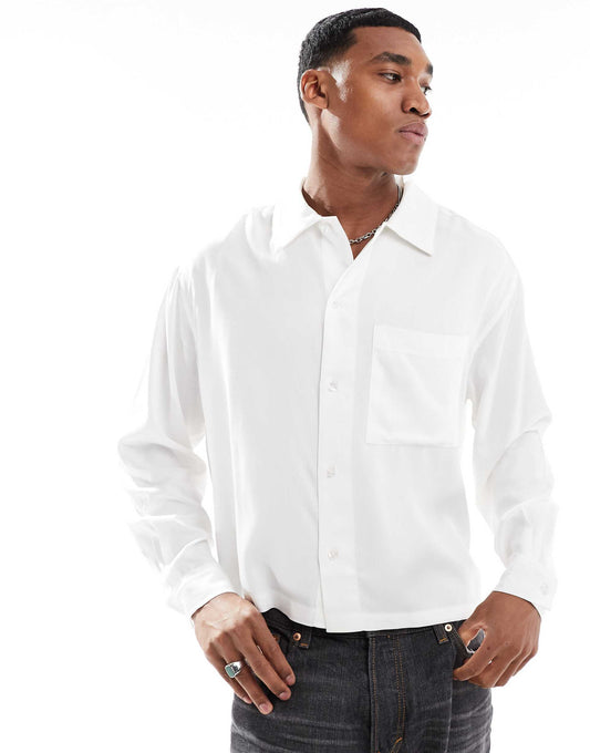 Oversized Viscose Boxy Shirt With Pocket