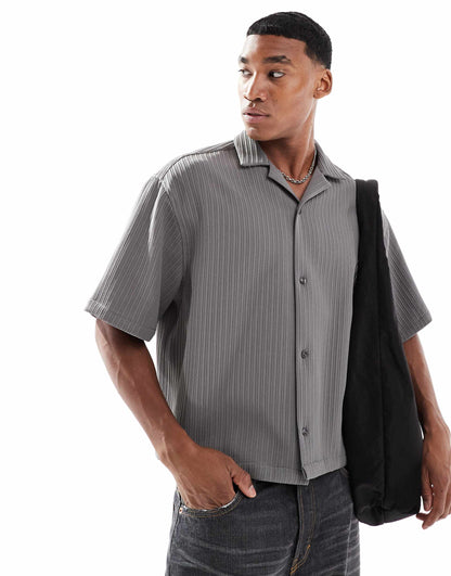 Oversized Boxy Shirt With Exaggerated Rib