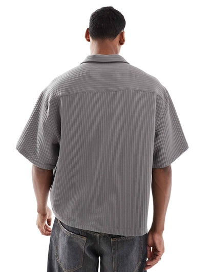 Oversized Boxy Shirt With Exaggerated Rib