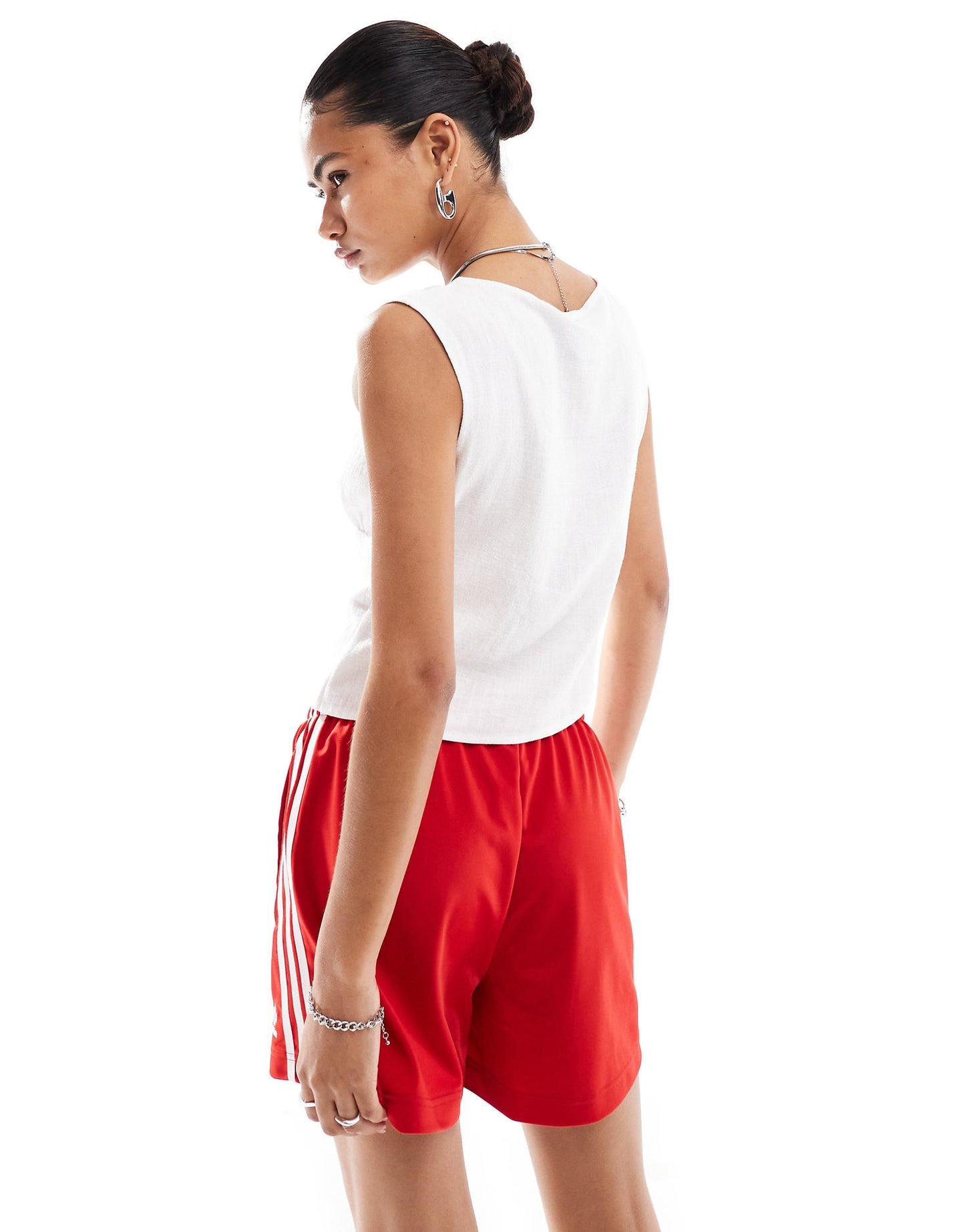 Milkmaid Cami Top With Lace Trim And Red Ribbon