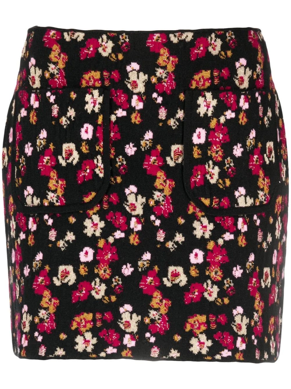 Floral-Print Cashmere Miniskirt